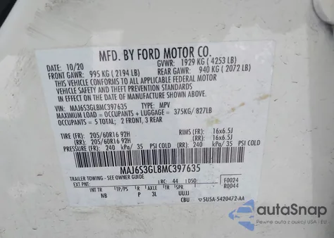 2021 Ford Ecosport Se из США, поврежденный, VIN MAJ6S3GL8MC397635